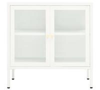 Berkfield Home Sideboard White 70x35x70 cm Steel & Glass | Size: 70 x 35 x 70 cm Berkfield Home White 70 x 35 x 70 cm