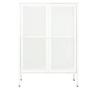 Berkfield Home Sideboard White 75x35x105 cm Steel & Glass | Size: 75 x 35 x 105 cm Berkfield Home White 75 x 35 x 105 cm