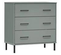 Berkfield Home Sideboard with 3 Drawers Grey 77x40x79.5 cm Solid Wood OSLO Berkfield Home Grey 77x40x79.5 cm