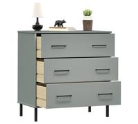 Berkfield Home Sideboard with 3 Drawers Grey 77x40x79.5 cm Solid Wood OSLO Berkfield Home Grey 77x40x79.5 cm