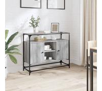 Berkfield Home Sideboard with Glass Top Grey Sonoma 98x35x81 cm Engineered Wood | Size: 98 x 35 x 81 cm Berkfield Home Grey 98 x 35 x 81 cm