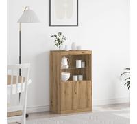 Berkfield Home Sideboard with LED Lights Artisan Oak 60x37x100 cm in Brown | Size: 60 x 37 x 100 cm Berkfield Home Brown 60 x 37 x 100 cm