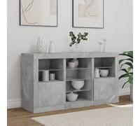 Berkfield Home Sideboard with LED Lights Concrete Grey 123x37x67 cm | Size: 123 x 37 x 67 cm Berkfield Home Grey 123 x 37 x 67 cm