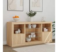 Berkfield Home Sideboard with LED Lights Sonoma Oak 142.5x37x67 cm in Light Tan Berkfield Home Light Tan 142.5x37x67 cm