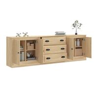 Berkfield Home Sideboards 3 pcs Sonoma Oak Engineered Wood in Light Oak Berkfield Home Light Oak