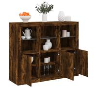 Berkfield Home Sideboards with LED Lights 3 pcs Smoked Oak Engineered Wood in Brown Berkfield Home Brown