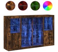 Berkfield Home Sideboards with LED Lights 3 pcs Smoked Oak Engineered Wood in Brown Berkfield Home Brown