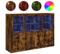 Berkfield Home Sideboards with LED Lights 3 pcs Smoked Oak Engineered Wood in Brown Berkfield Home Brown