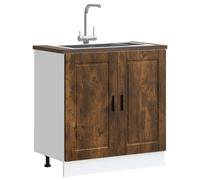Berkfield Home Sink Base Cabinet¬†"Porto" Smoked Oak 80x46x81.5 cm¬†Engineered Wood in Brown | Size: 80x46x81.5 cm Berkfield Home Brown 80x46x81.5 cm