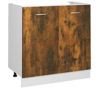 Berkfield Home Sink Bottom Cabinet Smoked Oak 80x46x81.5 cm Engineered Wood in Brown Berkfield Home Brown 80x46x81.5 cm
