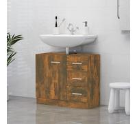 Berkfield Home Sink Cabinet Smoked Oak 63x30x54 cm Engineered Wood in Brown | Size: 63 x 30 x 54 cm Berkfield Home Brown 63 x 30 x 54 cm
