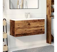 Berkfield Home Sink Cabinet with Built-in Basin Old Wood 101x39.5x49 cm in Brown Berkfield Home Brown 101x39.5x49 cm
