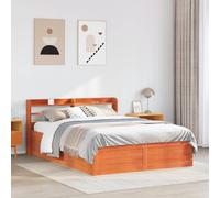 Berkfield Home Sl ed Frame with Headboard Wax Brown 120x190 cm Small Double Berkfield Home Brown Small Double