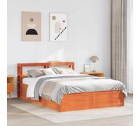 Berkfield Home Sl ed Frame with Headboard Wax Brown 120x200 cm Solid Wood Pine | Size: Small Double Berkfield Home Brown Small Double