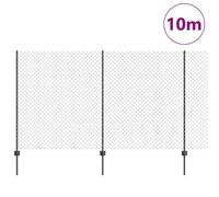 Berkfield Home Sleek Chain Link Fence with 20 U Posts Grey 1.4x10 m Steel Berkfield Home Grey