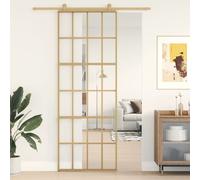 Berkfield Home Sliding Door Gold 76x205 cm Clear ESG Glass & Aluminium Berkfield Home Gold 76x205 cm