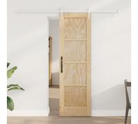 Berkfield Home Sliding Door with Hardware Set 61x198.5 cm Solid Wood Pine in Brown Berkfield Home Brown 61x198.5 cm