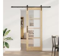 Berkfield Home Sliding Door with Hardware Set 73.5x198.5 cm Solid Wood Pine in Brown Berkfield Home Brown 73.5x198.5 cm