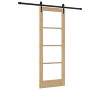Berkfield Home Sliding Door with Hardware Set 73.5x198.5 cm Solid Wood Pine in Brown Berkfield Home Brown 73.5x198.5 cm