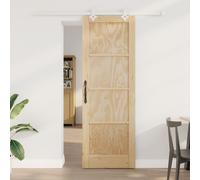 Berkfield Home Sliding Door with Hardware Set 73.5x211 cm Solid Wood Pine in Cream Berkfield Home Cream 73.5x211 cm
