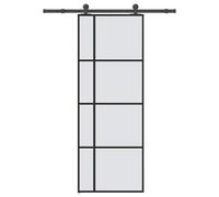 Berkfield Home Sliding Door with Hardware Set 76x205 cm ESG Glass&Aluminium in Black Berkfield Home Black 76x205 cm