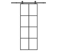 Berkfield Home Sliding Door with Hardware Set 76x205 cm ESG Glass&Aluminium in Black Berkfield Home Black 76x205 cm