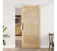 Berkfield Home Sliding Door with Hardware Set 86x198.5 cm Solid Wood Pine in Brown Berkfield Home Brown 86x198.5 cm