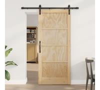 Berkfield Home Sliding Door with Hardware Set 86x198.5 cm Solid Wood Pine in Brown Berkfield Home Brown 86x198.5 cm