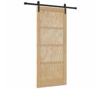 Berkfield Home Sliding Door with Hardware Set 86x198.5 cm Solid Wood Pine in Light Brown Berkfield Home Light Brown 86x198.5 cm