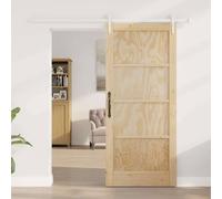 Berkfield Home Sliding Door with Hardware Set 86x198.5 cm Solid Wood Pine in Light Brown Berkfield Home Light Brown 86x198.5 cm