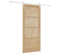 Berkfield Home Sliding Door with Hardware Set 86x198.5 cm Solid Wood Pine in Light Brown Berkfield Home Light Brown 86x198.5 cm