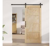 Berkfield Home Sliding Door with Hardware Set 86x198.5 cm Solid Wood Pine in Light Brown Berkfield Home Light Brown 86x198.5 cm