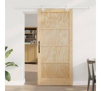 Berkfield Home Sliding Door with Hardware Set 93x202 cm Solid Wood Pine in Beige Berkfield Home Beige 93x202 cm