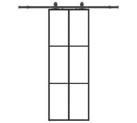 Berkfield Home Sliding Door with Hardware Set Black 76x205 cm ESG Glass Berkfield Home Black 76x205 cm