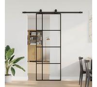 Berkfield Home Sliding Door with Hardware Set Black 76x205 cm ESG Glass Berkfield Home Black 76x205 cm