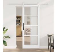 Berkfield Home Sliding Door with Hardware Set "ORKDAL" White Solid Wood & Glass Berkfield Home White