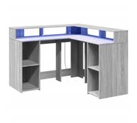 Berkfield Home Soft Desk with LED Lights Grey Sonoma 130x130x91 cm Engineered Wood | Size: 130 x 130 x 91 cm Berkfield Home Grey 130 x 130 x 91 cm