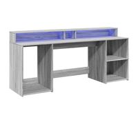 Berkfield Home Soft Desk with LED Lights Grey Sonoma 200x55x91 cm Engineered Wood | Size: 200 x 55 x 91 cm Berkfield Home Grey 200 x 55 x 91 cm