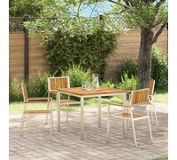 Berkfield Home Stackable Garden Chairs 4 pcs Solid Wood Acacia&Stainless Steel in Silver Berkfield Home Silver