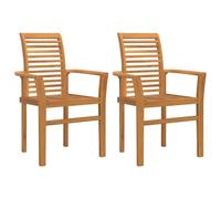 Berkfield Home Stacking Garden Chair 2 pcs Solid Wood Teak in Brown Berkfield Home Brown