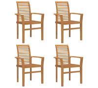 Berkfield Home Stacking Garden Chair 4 pcs Solid Wood Teak in Brown Berkfield Home Brown