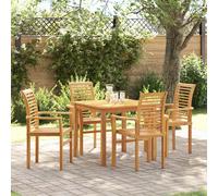 Berkfield Home Stacking Garden Chair 4 pcs Solid Wood Teak in Brown Berkfield Home Brown