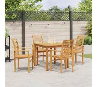 Berkfield Home Stacking Garden Chair 4 pcs Solid Wood Teak in Brown Berkfield Home Brown
