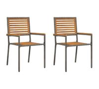 Berkfield Home Stacking Garden Chairs - 2 pcs in Grey Poly Rattan Berkfield Home Grey