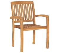 Berkfield Home Stacking Garden Chairs 4 pcs Solid Teak Wood in Brown Berkfield Home Brown