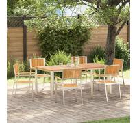 Berkfield Home Stacking Garden Chairs 6 pcs 54.5x56x87 cm Solid Wood Teak in Brown Berkfield Home Brown 54.5x56x87 cm