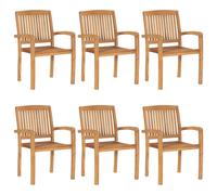 Berkfield Home Stacking Garden Chairs 6 pcs Solid Teak Wood in Brown Berkfield Home Brown