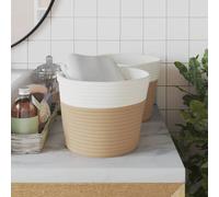 Berkfield Home Storage Baskets 2 pcs Beige & White √ò24x18 cm Cotton | Size: 24x18 cm Berkfield Home Multicolor 24x18 cm