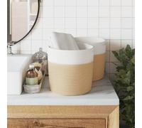 Berkfield Home Storage Baskets 2 pcs Beige & White √ò28x28 cm Cotton | Size: 28x28 cm Berkfield Home Multicolor 28x28 cm