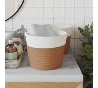 Berkfield Home Storage Baskets 2 pcs Brown & White √ò24x18 cm Cotton | Size: 24x18 cm Berkfield Home Multicolor 24x18 cm